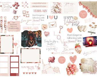 February Valentine's Day Digital Planner Stickers (Goodnotes & PNG)