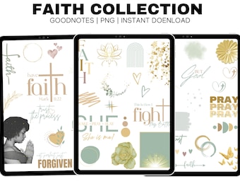 Faith Stickers: Bible Journaling, GoodNotes Planner (PNG Digital Download)