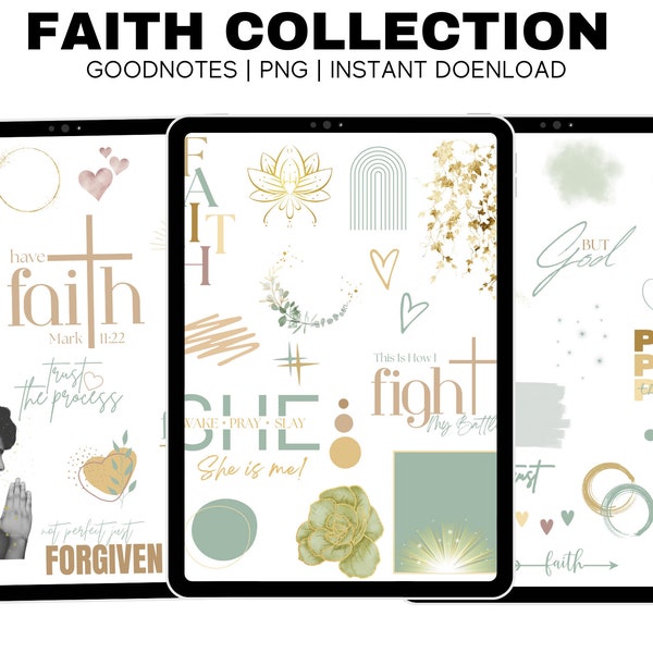 Faith Stickers | Bible Stickers | Digital Planner Stickers Motivational | Pre-Cropped Goodnotes and PNG Digital Planner Stickers - Clipart