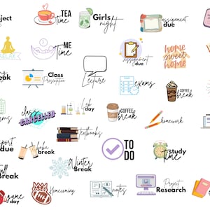 Student Icon Everyday Basic Digital Planner Stickers | Daily Word Digital Stickers- Pre-Cropped Goodnotes PNG Digital Stickers