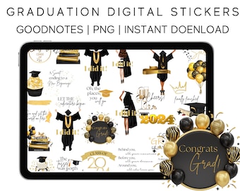 2024 Graduation Stickers: Motivational Clipart for GoodNotes (PNG Digital Download)