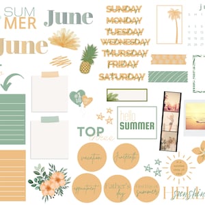 June Stickers | Digital Planner Stickers Motivational | Pre-Cropped Goodnotes and PNG Digital Planner Stickers - Clipart