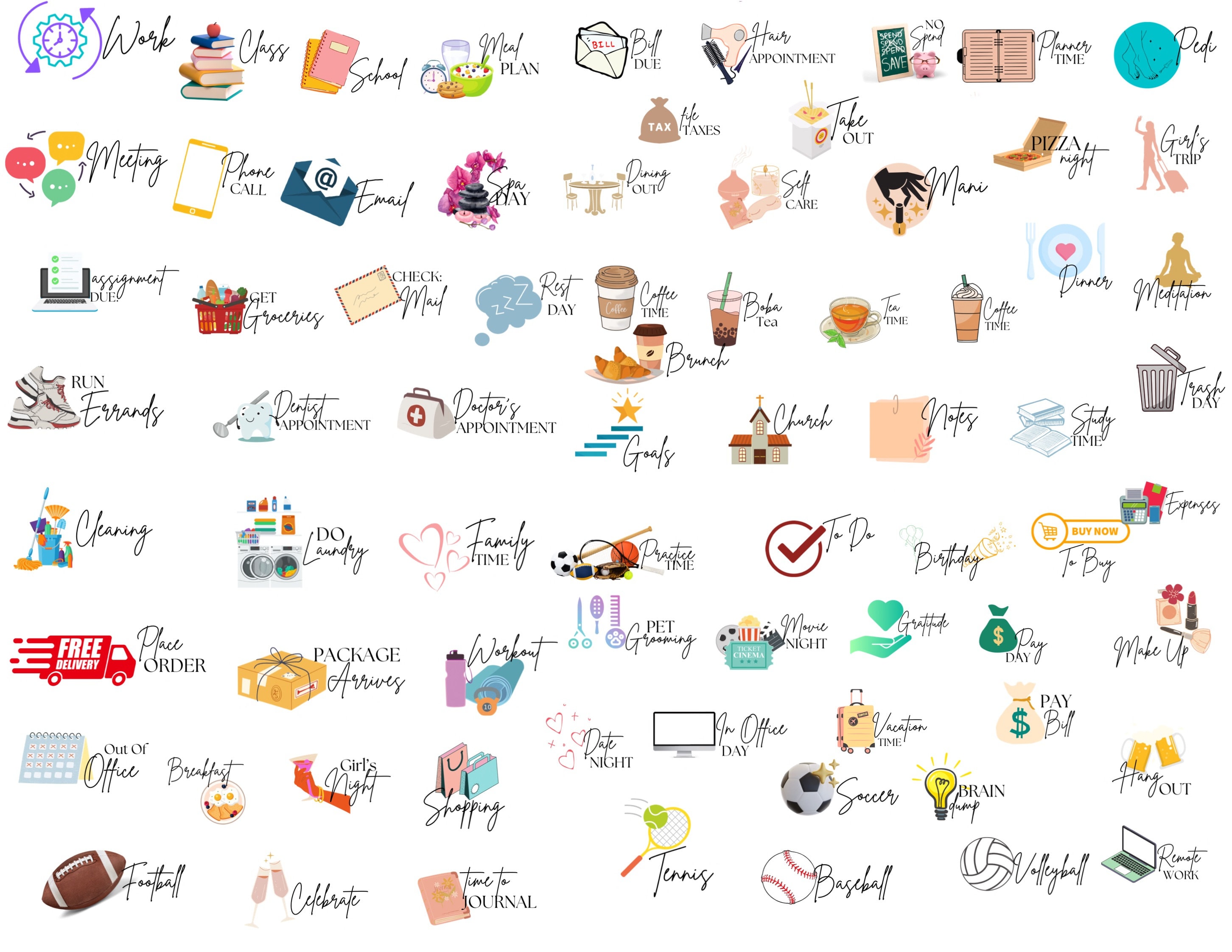Daily Word Digital Planner Stickers: Pre-Cropped Goodnotes PNG (Digital Download)