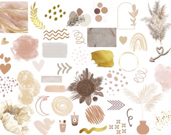 Neutral Digital Planner Stickers: Pre-Cropped GoodNotes PNG Clipart
