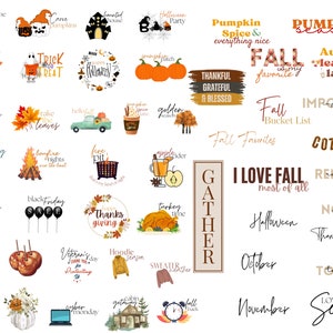 Fall Icon Digital Planner Stickers | Pre-Cropped Goodnotes and PNG Digital Planner Stickers - Clipart