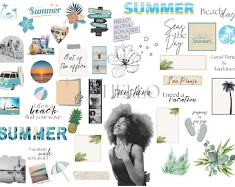 Summer Digital Planner Stickers: Pre-Cropped Goodnotes PNG (Digital Download)