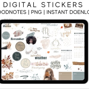 November Stickers | Digital Planner Stickers Motivational | Pre-Cropped Goodnotes and PNG Digital Planner Stickers - Clipart
