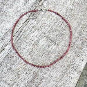 Minimalist Rhodonite Necklace Choker with Silver Toggle Closure