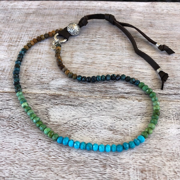 Turquoise Necklace with Artisan Silver Button