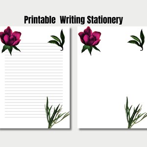 Printable Writing Paper-Floral Writing Paper/lined & Blank Writing Papers/Downloadable Stationery/Instant Download/Printable Stationery