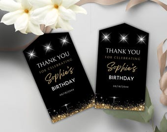 Black & Gold Geburtstags-Dankeschön-Tag: Bearbeitbare Geschenkvorlage (Instant Download)