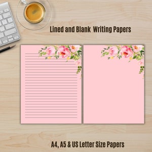Papel de escritura de San Valentín, papel de escritura de cartas rosas imprimibles, papel de carta de amor, juego de papelería, notas de amor, descarga instantánea