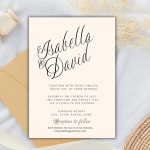 Script Wedding Invitation Template: Editable Minimalist Invite (Instant Download)