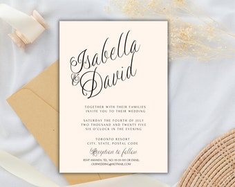 Script Wedding Invitation Template: Editable Minimalist Invite (Instant Download)