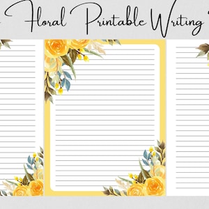 Cancelleria per scrittura floreale color acqua stampabile, carta per cancelleria floreale, carta per lettere A4 e US, download istantaneo, cancelleria carina