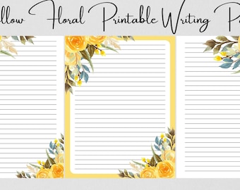 Floral Writing Paper: Watercolor Stationery Set (A4 & US Letter) (Digital Download)