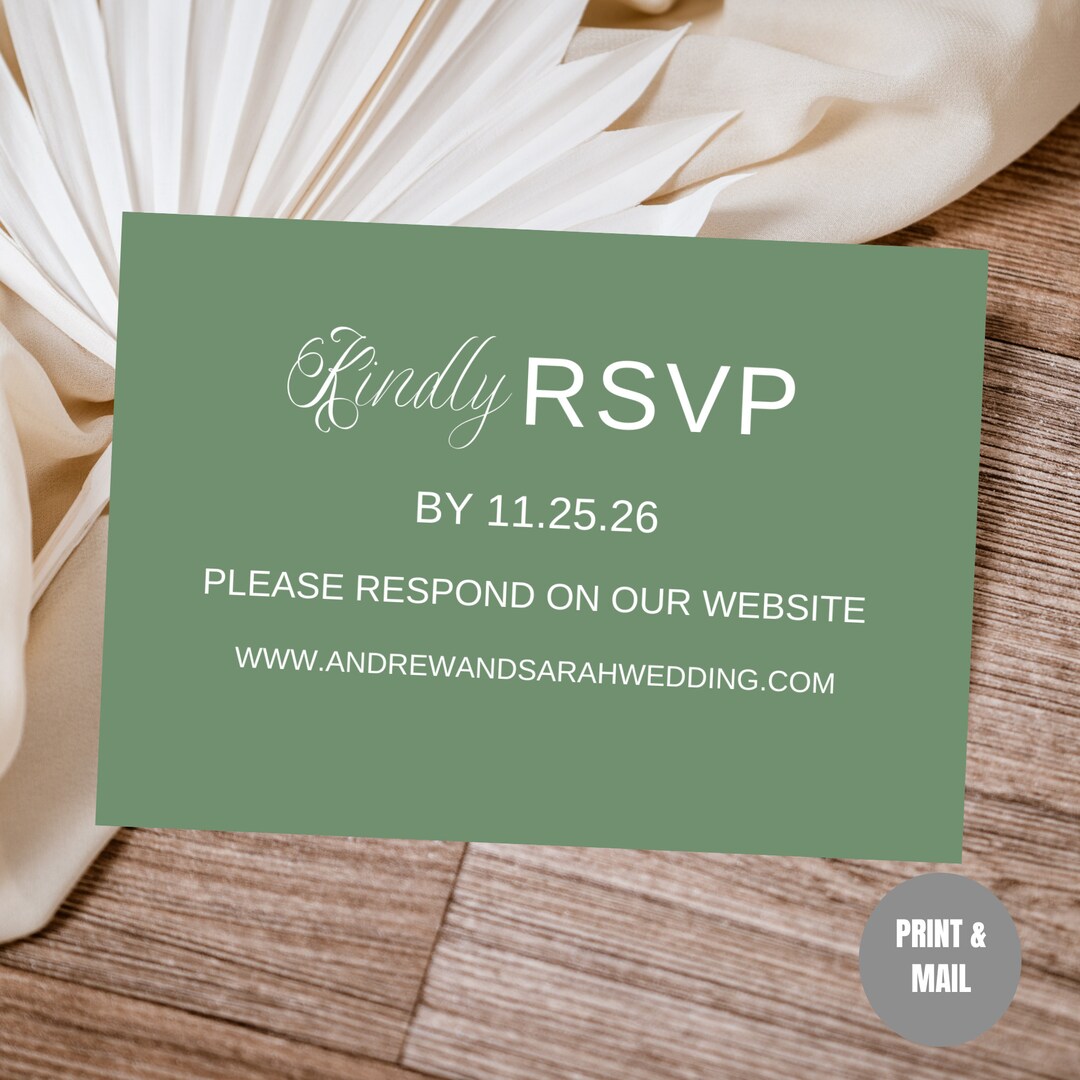 Editable Wedding RSVP Card Printable, Printable Green RSVP Card ...