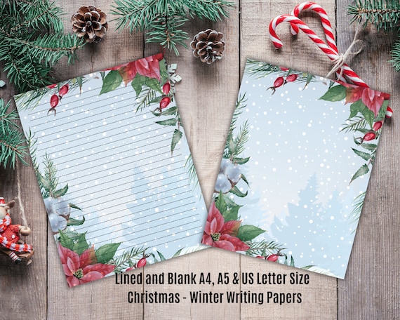 Printable Christmas Stationery: Floral Holiday Writing Paper (Digital Download)