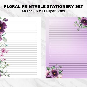 Floral Writing Paper: Printable Stationery Set (A4 & US Letter) (Digital Download)