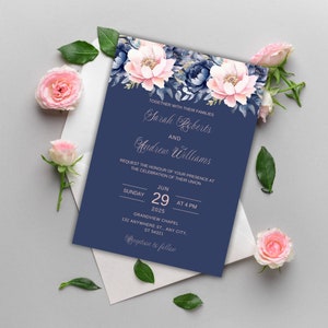 Editable Blue Wedding Invitation Suite Template Instant Download ...