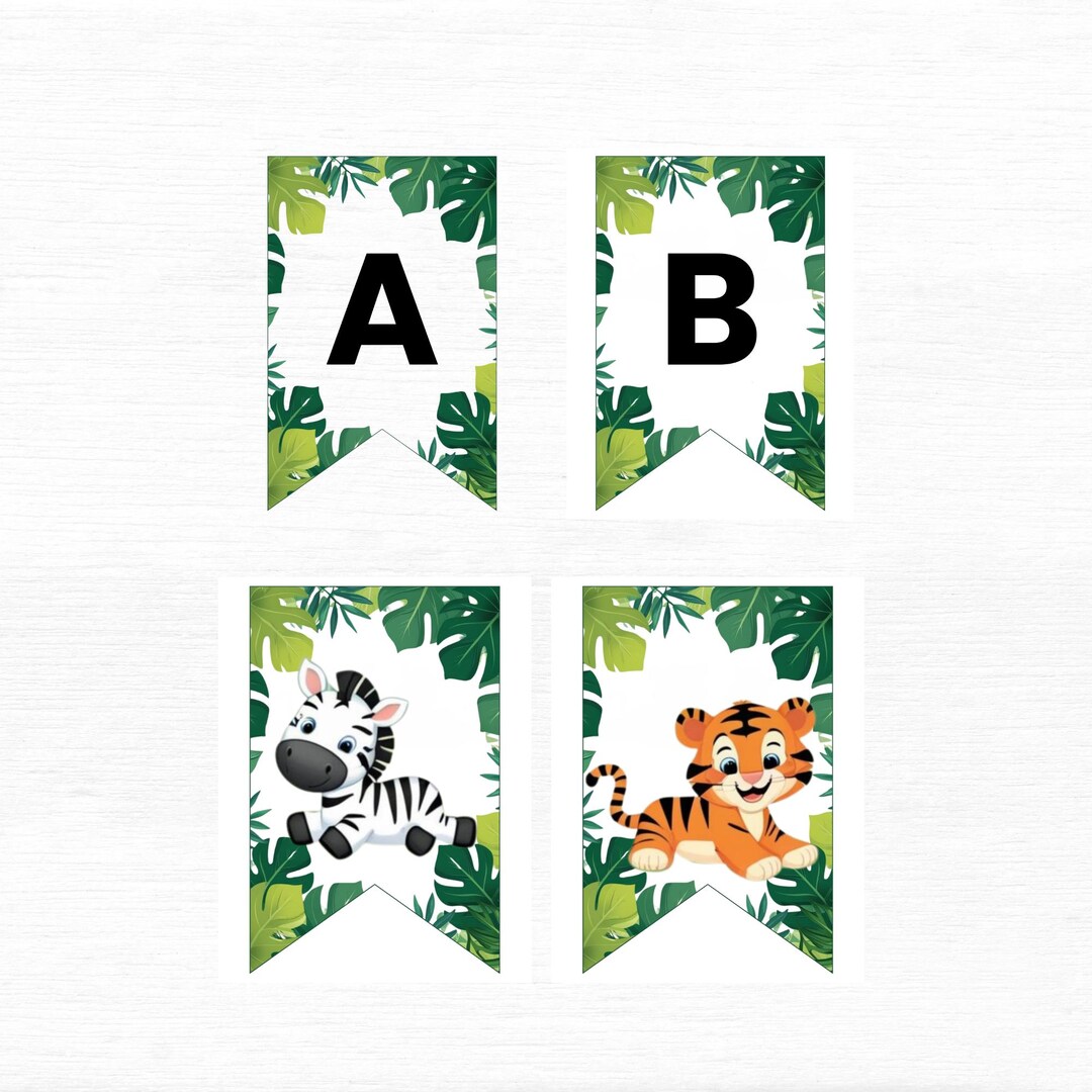 Safari Happy Birthday Banner: Jungle Theme Party Decoration (digital ...