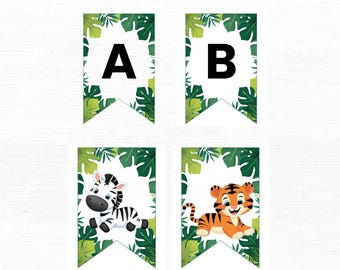 Safari Happy Birthday Banner: Jungle Theme Party Decoration (Digital Download)