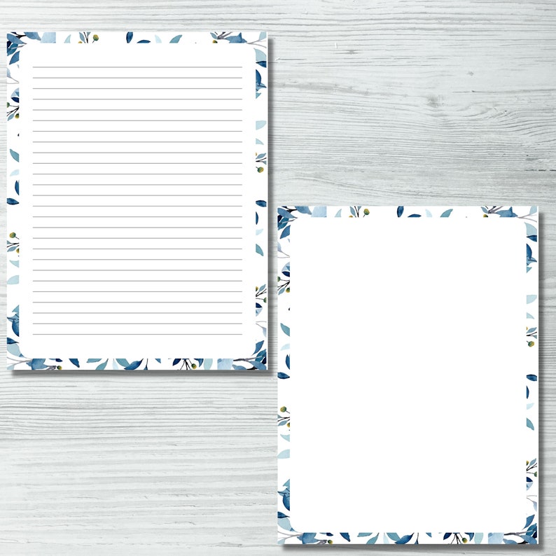Printable Blue Floral Letter Writing Set US Letter A4 & A5 Etsy Canada
