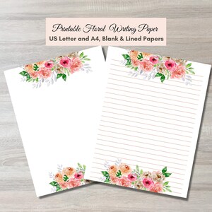 Floral Writing Paper: Printable Stationery Set (A4 & US Letter) (Digital Download)