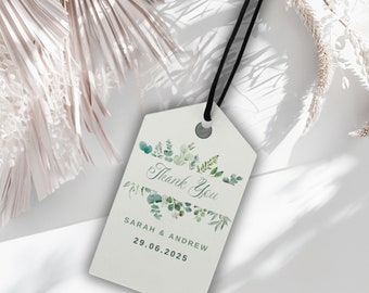 Eukalyptus Hochzeit Gunst Tag: Bearbeitbar Greenery Danke (Instant Download)