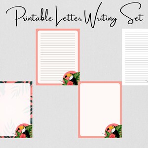 Printable Lined & Blank Tropical Writing Stationery-Instant Download| US Letter, A4, A5 Pages-Letter Writing, Journal and Notes Paper