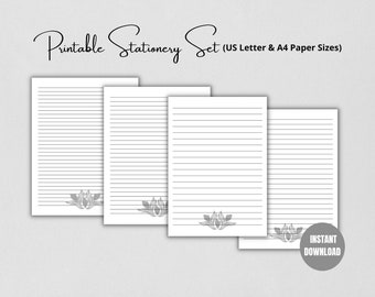 Printable Stationery Set: Lined Writing Paper (A4 & US Letter) (Digital Download)