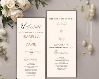 Editable Script Wedding Program Template: Order of Service (Instant Download)