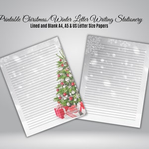 Carta da lettere natalizia, fogli stampabili con lettere per l'albero di Natale, diari e fogli per appunti, download istantaneo