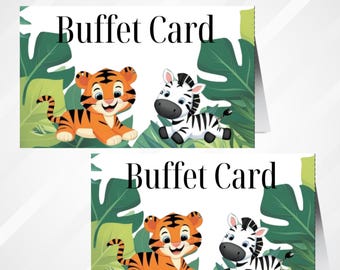 Safari Birthday Buffet Card Template: Editable Food Tent (Instant Download)