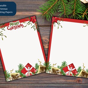 Printable Floral Christmas Writing Set, 8.5&quot;x 11&quot; Lined Writing Stationery, Editable blank Paper, Instant Download, Notes & Journal Paper