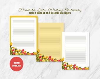 Floral Writing Stationery: Lined & Blank Paper (Digital Download)