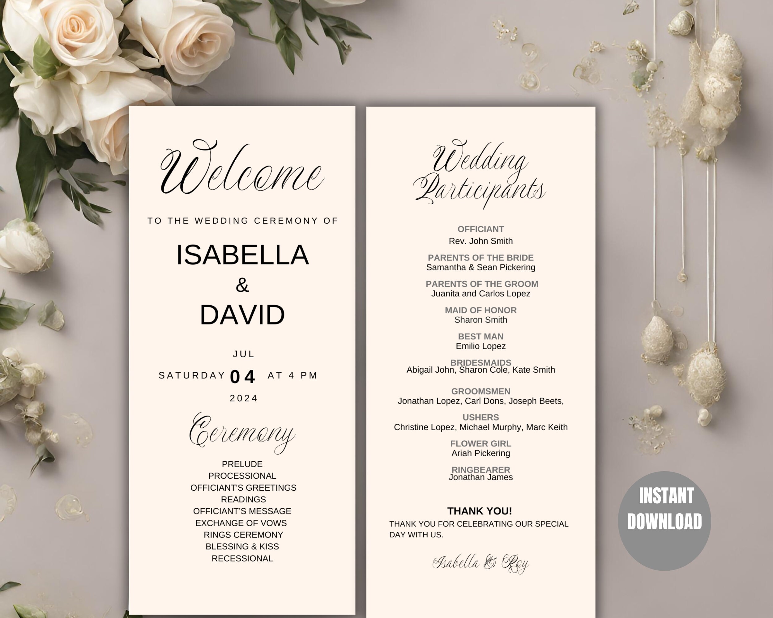 Wedding Program Script Editable Script Wedding Program Template: Order of Service (instant ...