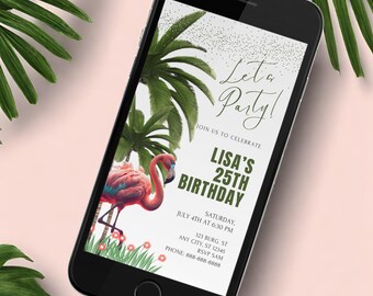 Plantilla de invitación editable para el 25.º cumpleaños (descarga instantánea)