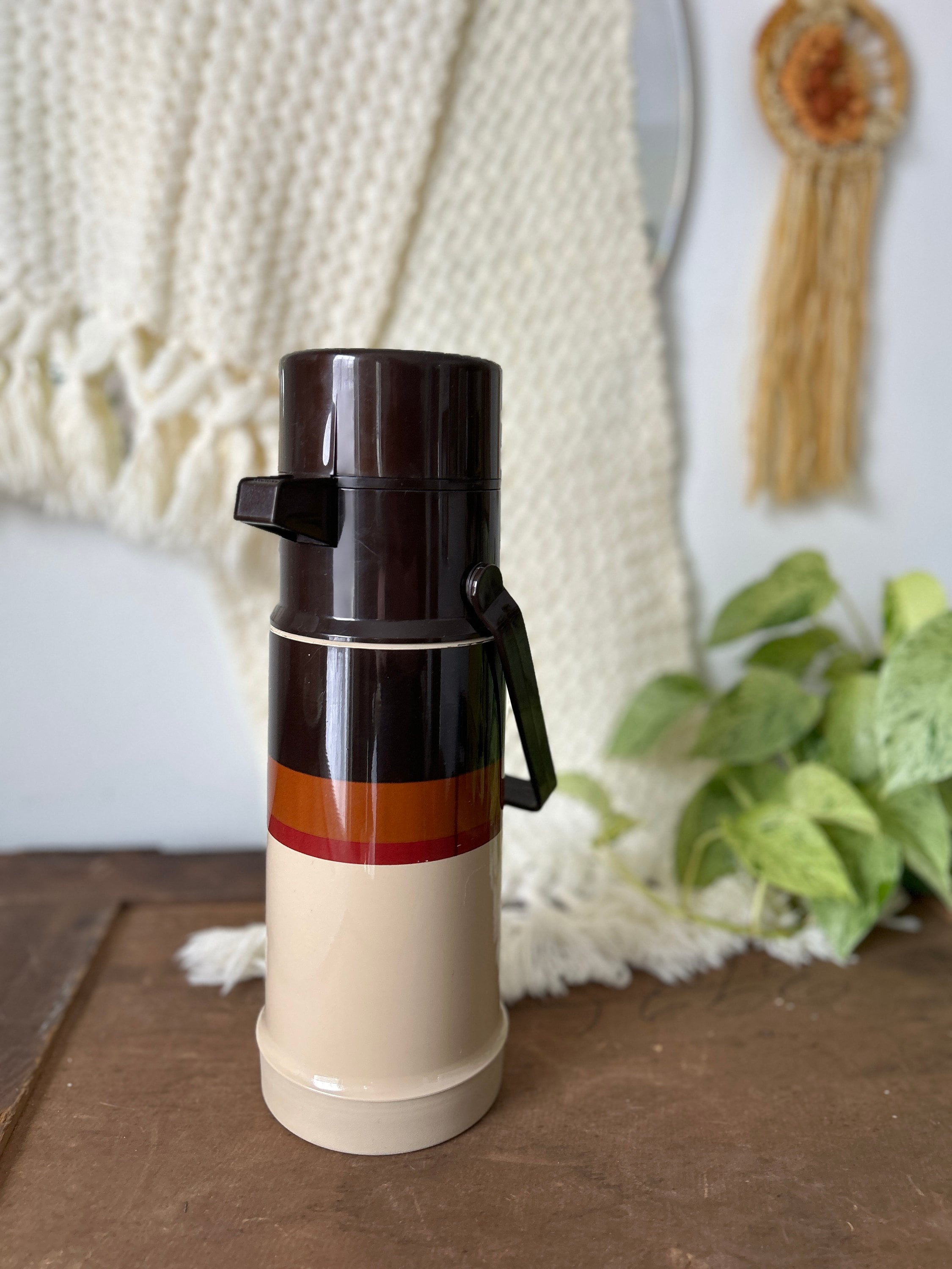 Vintage Air Pot Pump Vacuum Liquid Dispenser Hot Cold Floral Print Coffee  Juice
