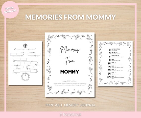 Printable Mother Memory Journal - Etsy