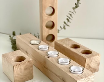 Handgefertigte Holz Teelichthalter Set, Moderne Minimalist Kerzenhalter