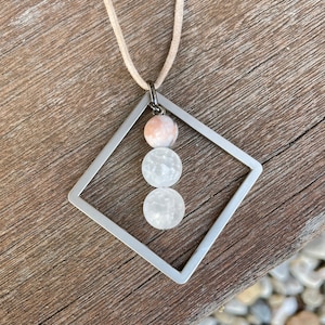 Geometric Quartz Agate Necklace, Minimalist Jewelry