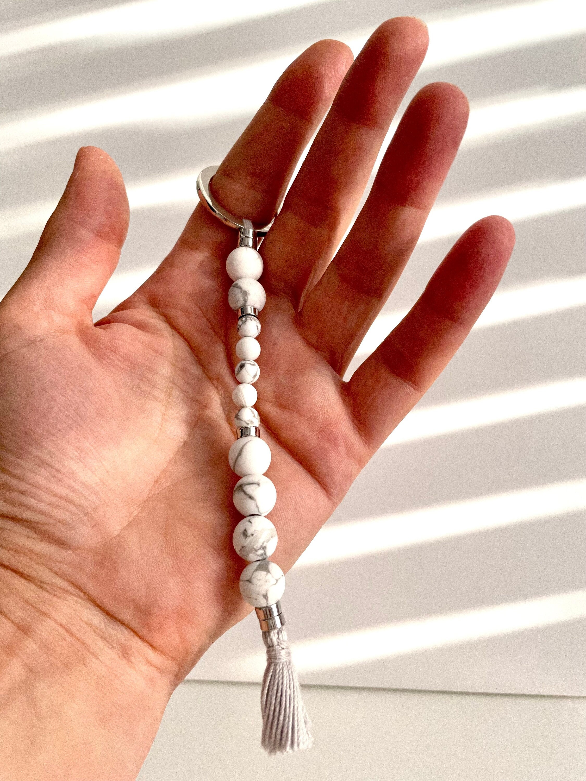 Howlite Breathing Beads, Mindfulness Gift, Meditation Beads, 4-7-8 Breathing, Breathing Tool,Mindful Breathing,Meditation Charm For Necklace