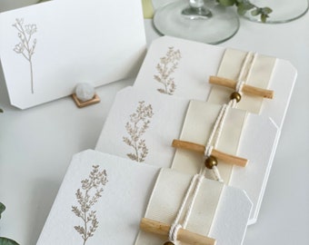 Blank cards with different ribbon colors, perfect wedding favors for guests, summer parties, add touch of rustic elegance to any event