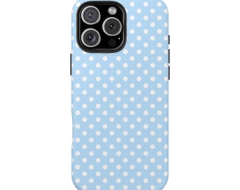 Funda clásica para teléfono con estampado de lunares azul cielo
