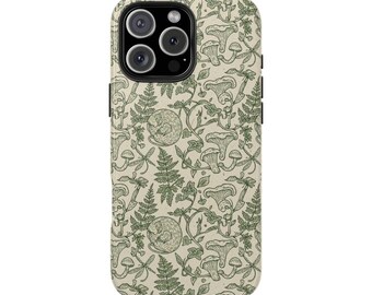 Fantasía del bosque: Estuche con estampado de ratones, setas y helechos
