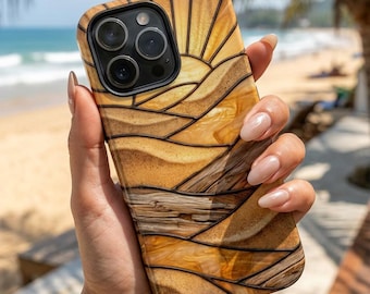 Funda para teléfono con mosaico de vidrieras "Amanecer en el desierto"