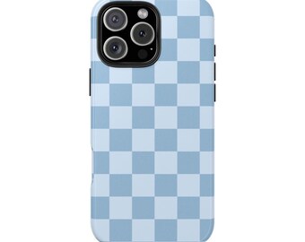 Funda para teléfono con estampado de tablero de ajedrez azul pastel
