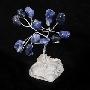 NATUURLIJKE ruwe kristalsteen bonsai kleine boom - rozenkwarts, tijgeroog, citrien met kristallen voet - kerst-/verjaardagscadeau