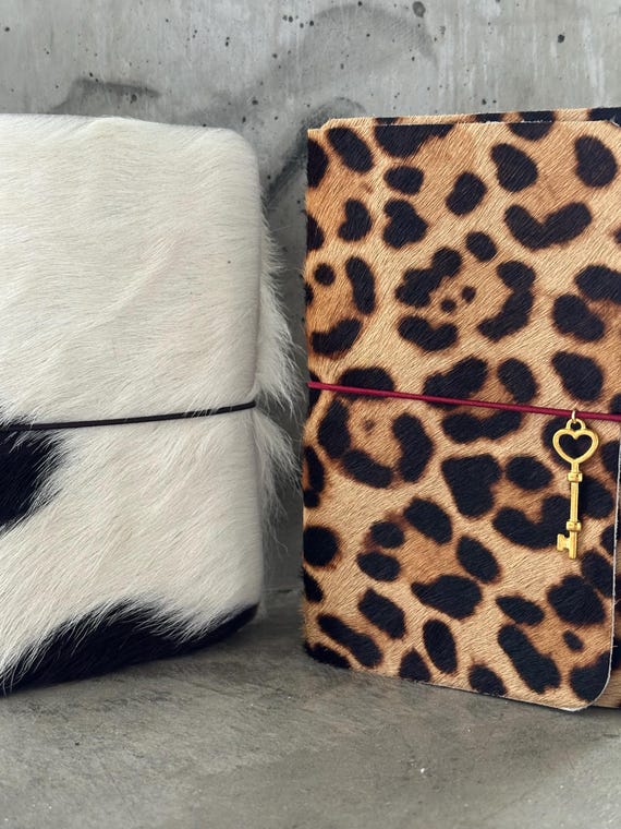 Cheetah/ Cowhide Leather Journal Cover | Handmade Refillable A6 Notebook